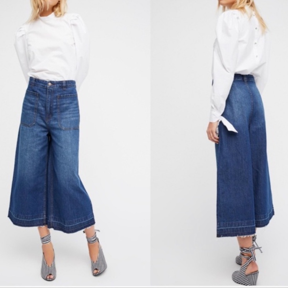 Free People Wide Leg Crop Jeans